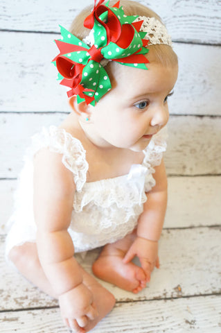 Polka Dot Christmas Hair Bow