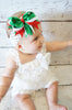 Christmas White Red Green Hair Bow