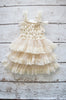 Tan/Ivory Lace Ruffle Dress