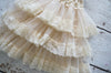 Tan/Ivory Lace Ruffle Dress