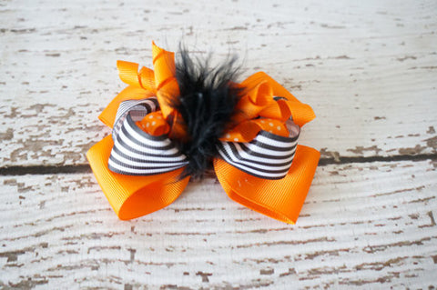 Halloween Feather Hair Bow