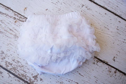 White Chivon Ruffle Diaper Cover