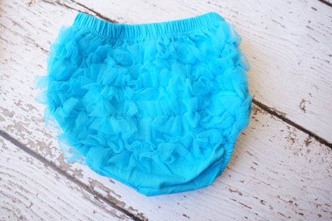 Turquoise Chivon Ruffle Diaper Cover